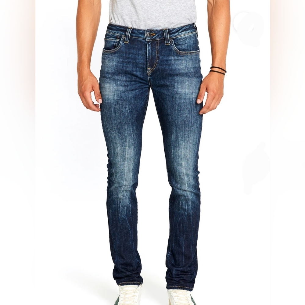 NWT Buffalo David Bitton slim ash men's jeans in sanded and faded blue 34x32